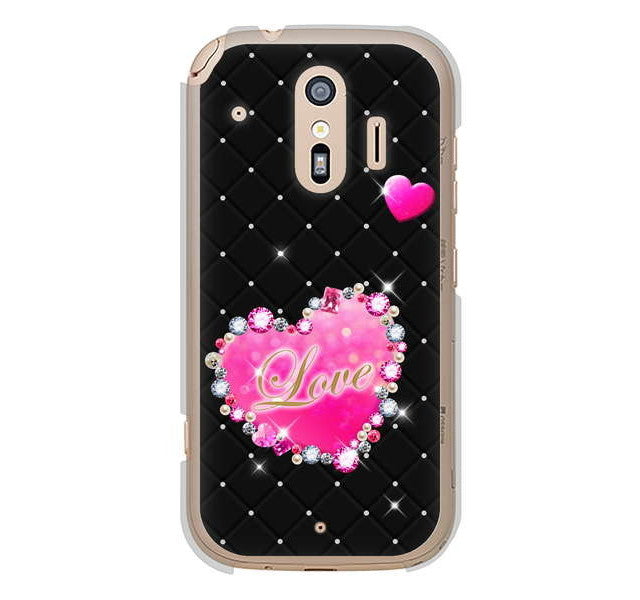 らくらくスマートフォン me F-01L docomo 高画質仕上げ 背面印刷 ハードケース スワロデコ風プリント