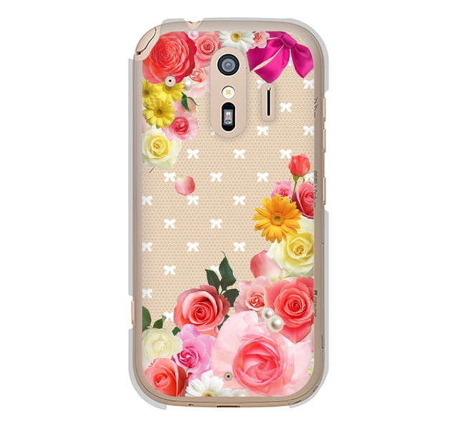 らくらくスマートフォン me F-01L docomo 高画質仕上げ 背面印刷 ハードケース ロマンチックなバラ