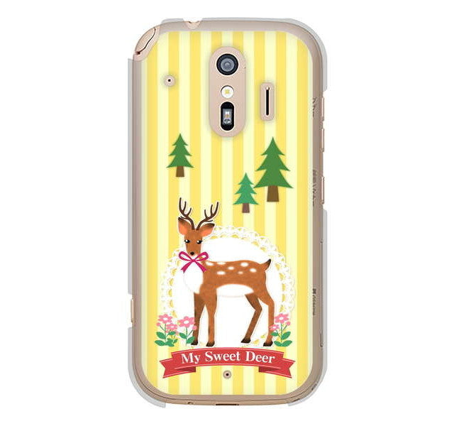 らくらくスマートフォン me F-01L docomo 高画質仕上げ 背面印刷 ハードケース 【SC826 森の鹿】