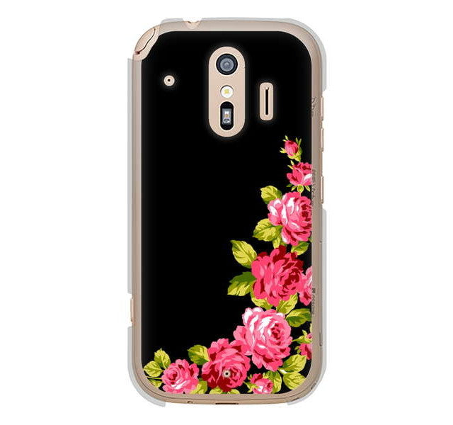 らくらくスマートフォン me F-01L docomo 高画質仕上げ 背面印刷 ハードケース ロマンチックなバラ