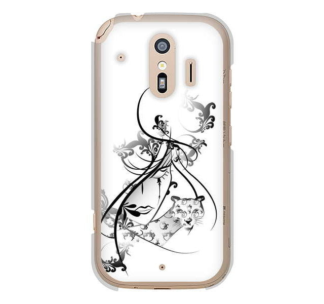 らくらくスマートフォン me F-01L docomo 高画質仕上げ 背面印刷 ハードケース 【VA832 パンサーと美女】