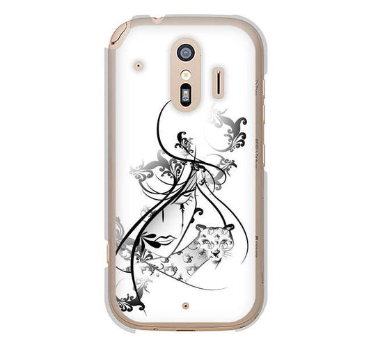 らくらくスマートフォン me F-01L docomo 高画質仕上げ 背面印刷 ハードケース 【VA832 パンサーと美女】
