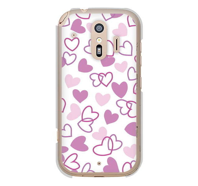 らくらくスマートフォン me F-01L docomo 高画質仕上げ 背面印刷 ハードケース ハートがいっぱい