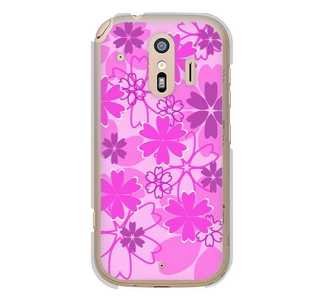らくらくスマートフォン me F-01L docomo 高画質仕上げ 背面印刷 ハードケース 重なり合う花