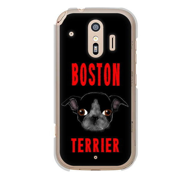 らくらくスマートフォン me F-01L docomo 高画質仕上げ 背面印刷 ハードケース ボストンテリア