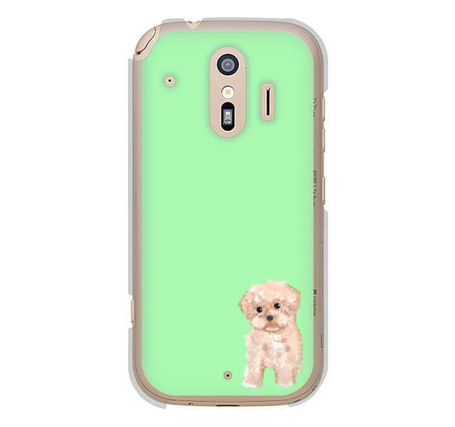 らくらくスマートフォン me F-01L docomo 高画質仕上げ 背面印刷 ハードケース トイプードルアプリコット