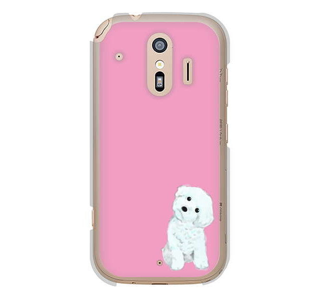 らくらくスマートフォン me F-01L docomo 高画質仕上げ 背面印刷 ハードケース トイプードルホワイト