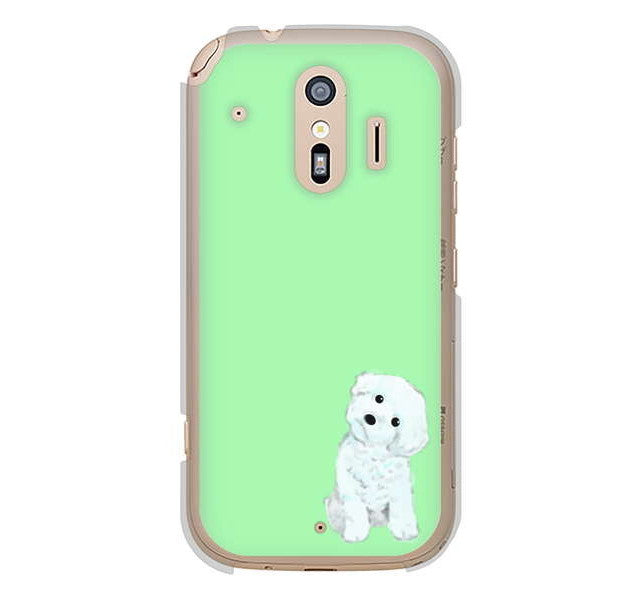 らくらくスマートフォン me F-01L docomo 高画質仕上げ 背面印刷 ハードケース トイプードルホワイト