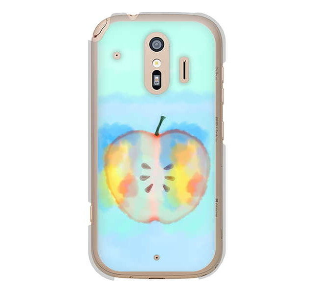 らくらくスマートフォン me F-01L docomo 高画質仕上げ 背面印刷 ハードケース 【YJ181 りんご 水彩181】