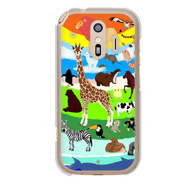 らくらくスマートフォン me F-01L docomo 高画質仕上げ 背面印刷 ハードケース 【YJ201 アニマルプラネット】