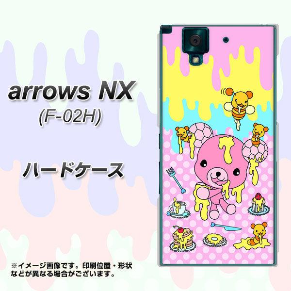 docomo アローズNX F-02H 高画質仕上げ 背面印刷 ハードケース【AG822 ハニベア(水玉ピンク)】