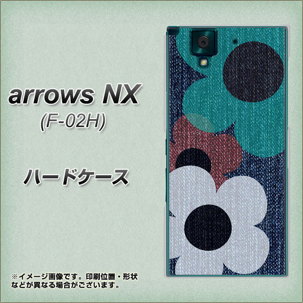 docomo アローズNX F-02H 高画質仕上げ 背面印刷 ハードケース【EK869 ルーズフラワーinデニム風】