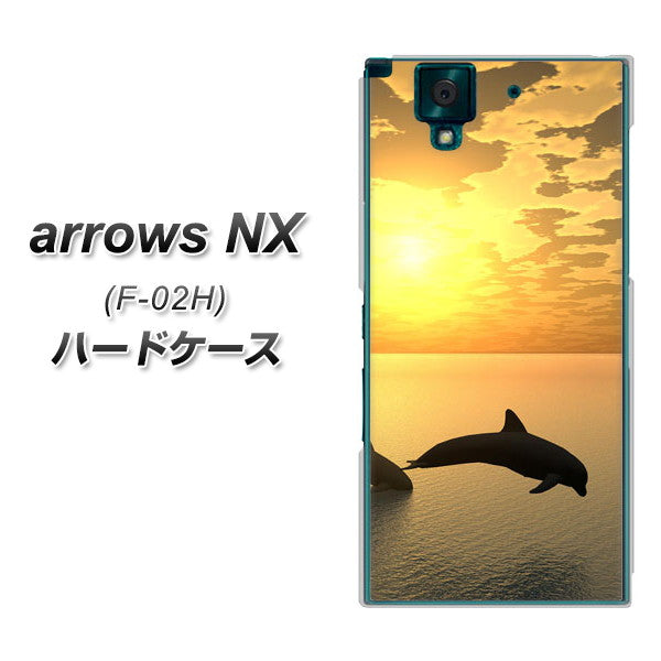 docomo アローズNX F-02H 高画質仕上げ 背面印刷 ハードケース【VA845 夕暮れのドルフィン】