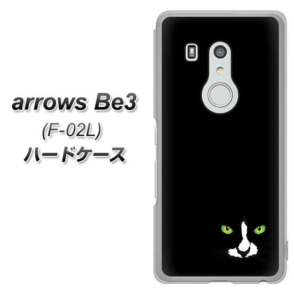 docomo アローズ ビー3 F-02L 高画質仕上げ 背面印刷 ハードケース【398 黒ネコ】