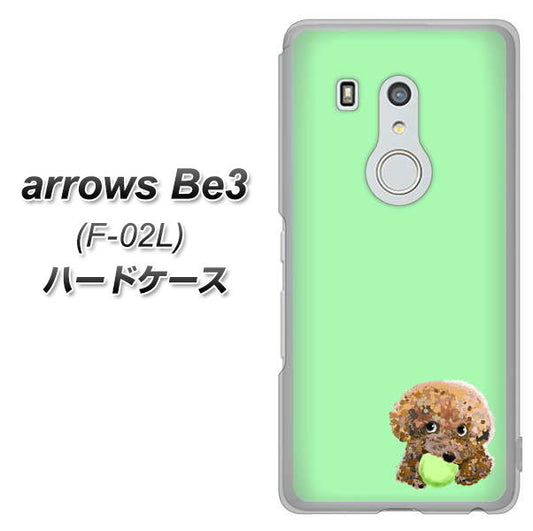 docomo アローズ ビー3 F-02L 高画質仕上げ 背面印刷 ハードケース【YJ055 トイプードル&ボール(グリーン)】