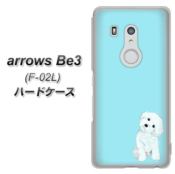 docomo アローズ ビー3 F-02L 高画質仕上げ 背面印刷 ハードケース【YJ070 トイプードルホワイト(ブルー)】