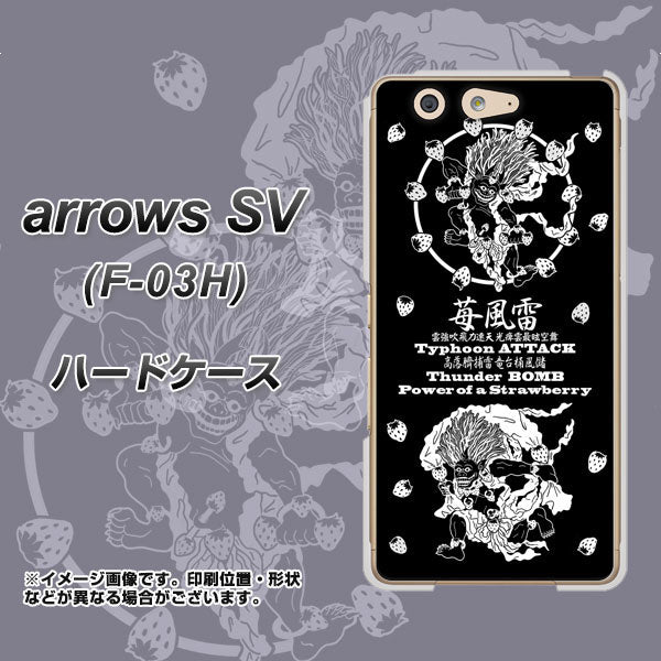 docomo アローズSV F-03H 高画質仕上げ 背面印刷 ハードケース【AG839 苺風雷神(黒)】