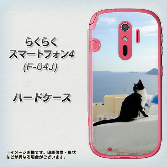 docomo らくらくスマートフォン4 F-04J 高画質仕上げ 背面印刷 ハードケース【VA805 ネコと地中海】