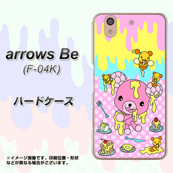 docomo アローズ ビー F-04K 高画質仕上げ 背面印刷 ハードケース【AG822 ハニベア(水玉ピンク)】