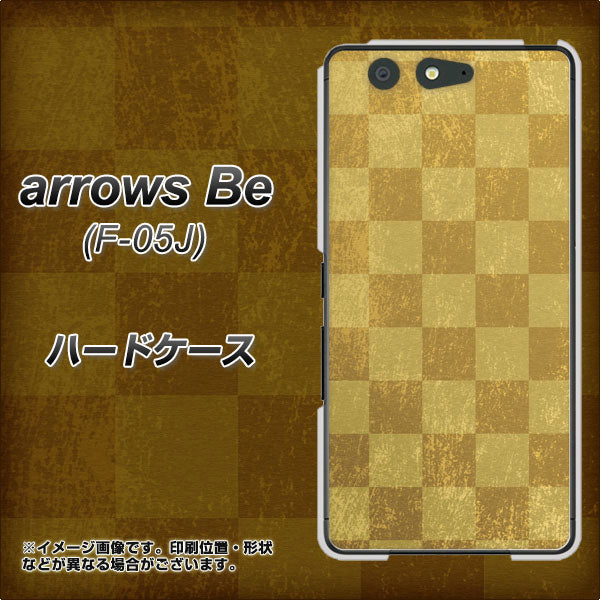 docomo アローズ ビー F-05J 高画質仕上げ 背面印刷 ハードケース【619 市松模様-金(骨董風に傷んだイメージ)】