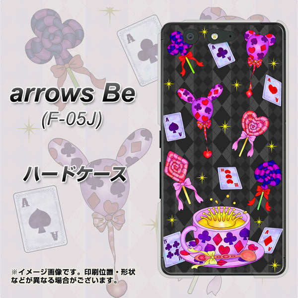 docomo アローズ ビー F-05J 高画質仕上げ 背面印刷 ハードケース【AG818 トランプティー(黒)】