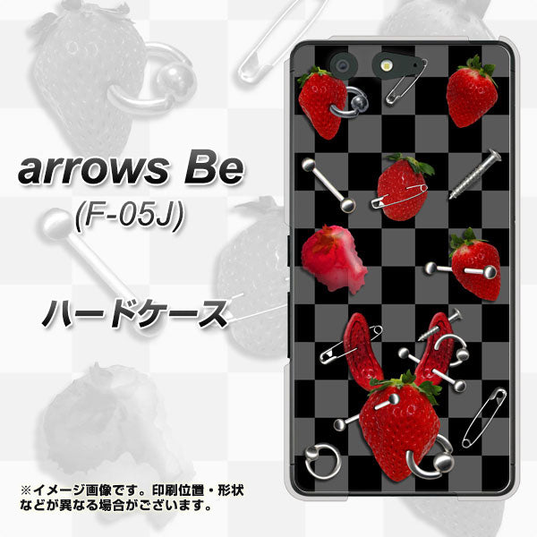 docomo アローズ ビー F-05J 高画質仕上げ 背面印刷 ハードケース【AG833 苺パンク(黒)】