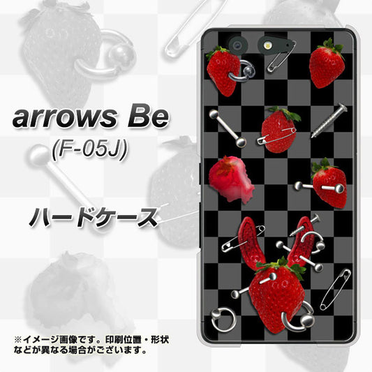 docomo アローズ ビー F-05J 高画質仕上げ 背面印刷 ハードケース【AG833 苺パンク(黒)】