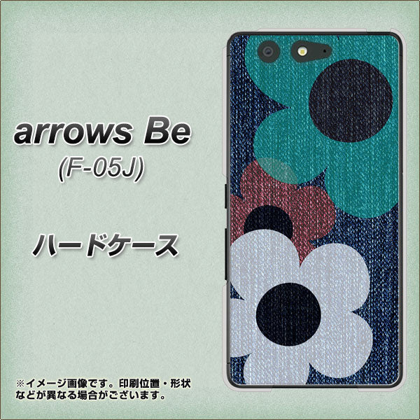 docomo アローズ ビー F-05J 高画質仕上げ 背面印刷 ハードケース【EK869 ルーズフラワーinデニム風】