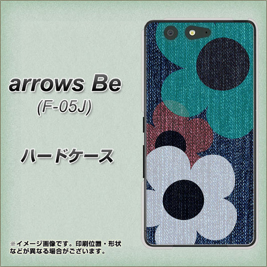 docomo アローズ ビー F-05J 高画質仕上げ 背面印刷 ハードケース【EK869 ルーズフラワーinデニム風】