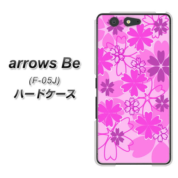 docomo アローズ ビー F-05J 高画質仕上げ 背面印刷 ハードケース【VA961 重なり合う花 ピンク】