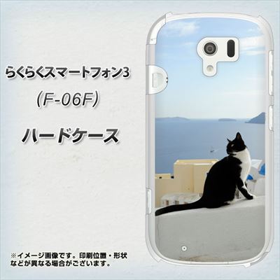 docomo らくらくスマートフォン3 F-06F 高画質仕上げ 背面印刷 ハードケース【VA805 ネコと地中海】