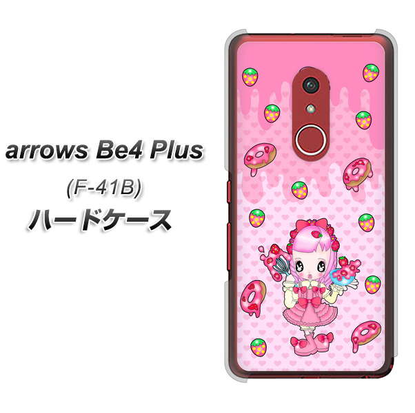 アローズBe4 Plus F-41B 高画質仕上げ 背面印刷 ハードケース【AG816 ストロベリードーナツ(水玉ピンク)】