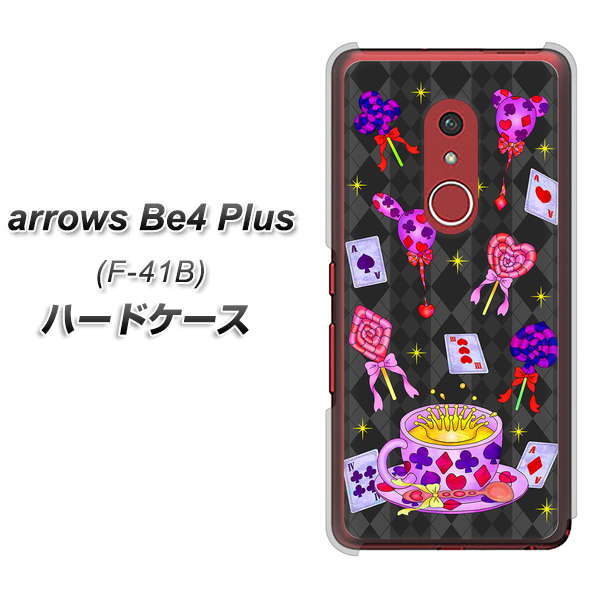 アローズBe4 Plus F-41B 高画質仕上げ 背面印刷 ハードケース【AG818 トランプティー(黒)】