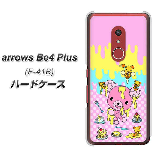 アローズBe4 Plus F-41B 高画質仕上げ 背面印刷 ハードケース【AG822 ハニベア(水玉ピンク)】