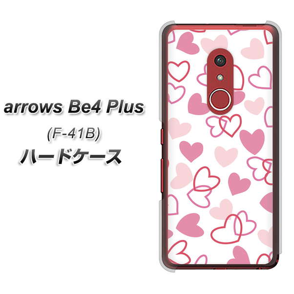 アローズBe4 Plus F-41B 高画質仕上げ 背面印刷 ハードケース【VA929 ハートがいっぱい ピンク】