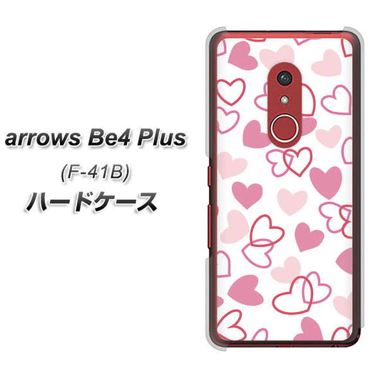 アローズBe4 Plus F-41B 高画質仕上げ 背面印刷 ハードケース【VA929 ハートがいっぱい ピンク】