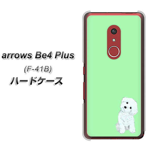 アローズBe4 Plus F-41B 高画質仕上げ 背面印刷 ハードケース【YJ071 トイプードルホワイト(グリーン)】