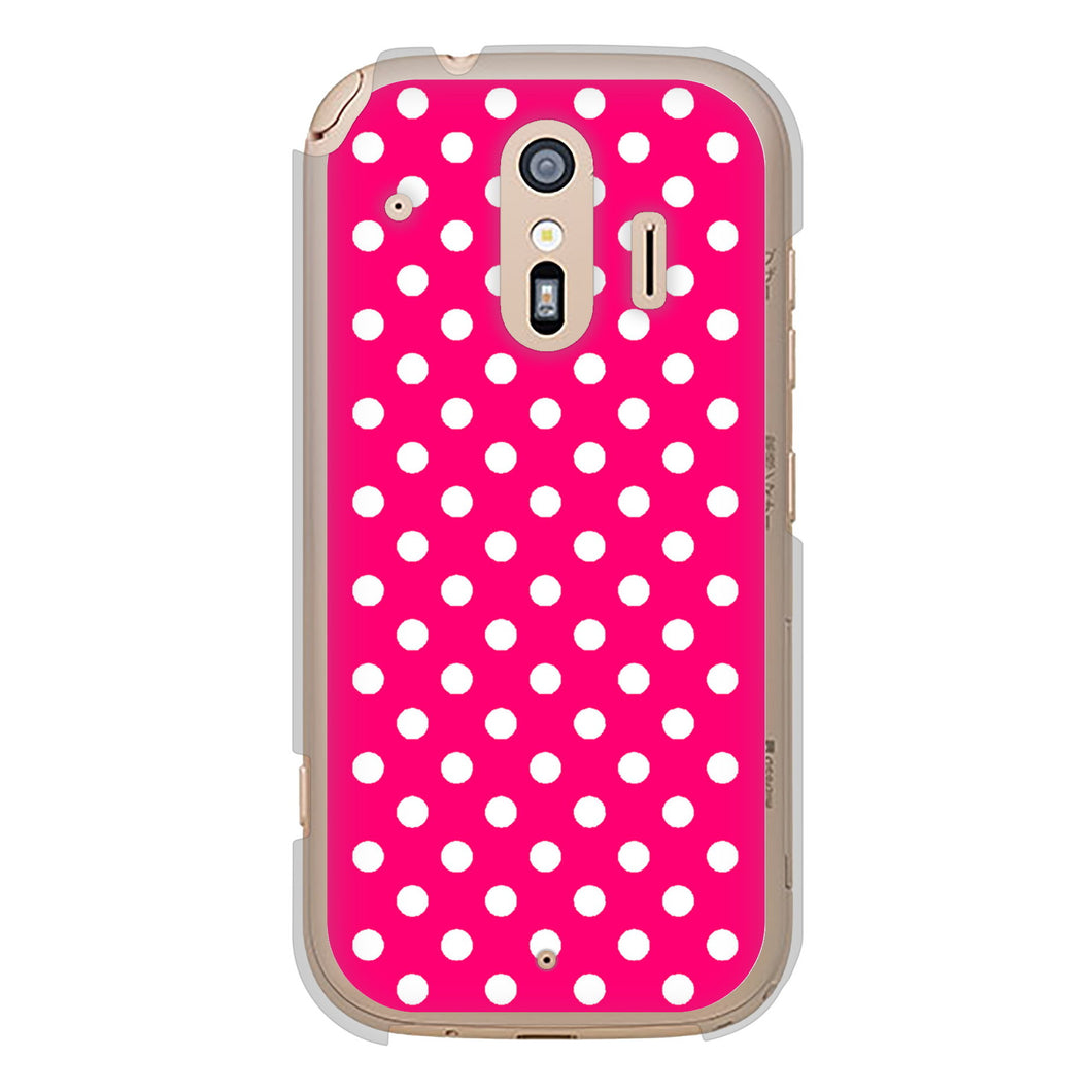 らくらくスマートフォン F-42A docomo 高画質仕上げ 背面印刷 ハードケース シンプル柄(水玉)