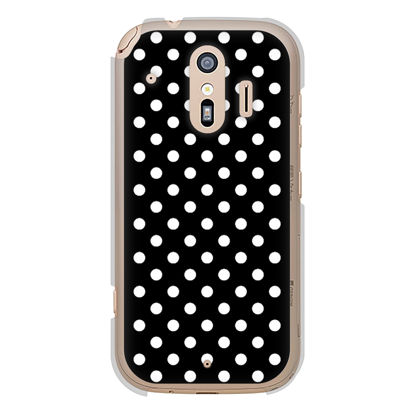 らくらくスマートフォン F-42A docomo 高画質仕上げ 背面印刷 ハードケース シンプル柄(水玉)