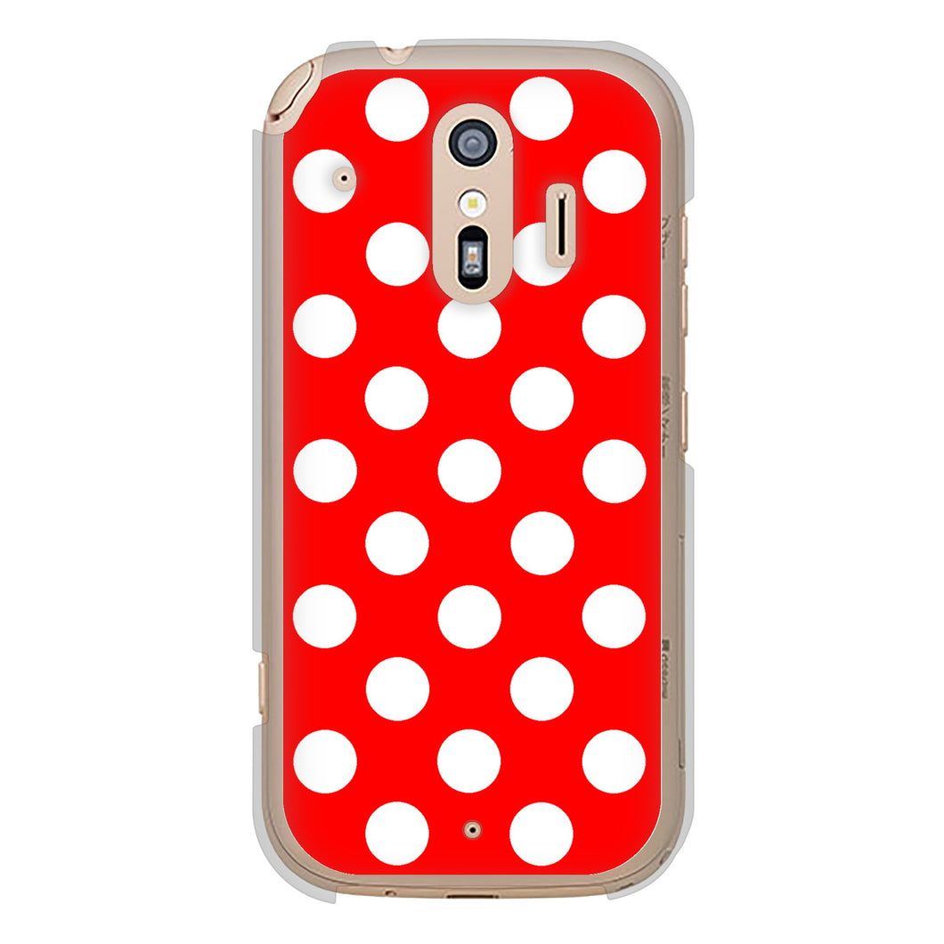 らくらくスマートフォン F-42A docomo 高画質仕上げ 背面印刷 ハードケース シンプル柄(水玉)