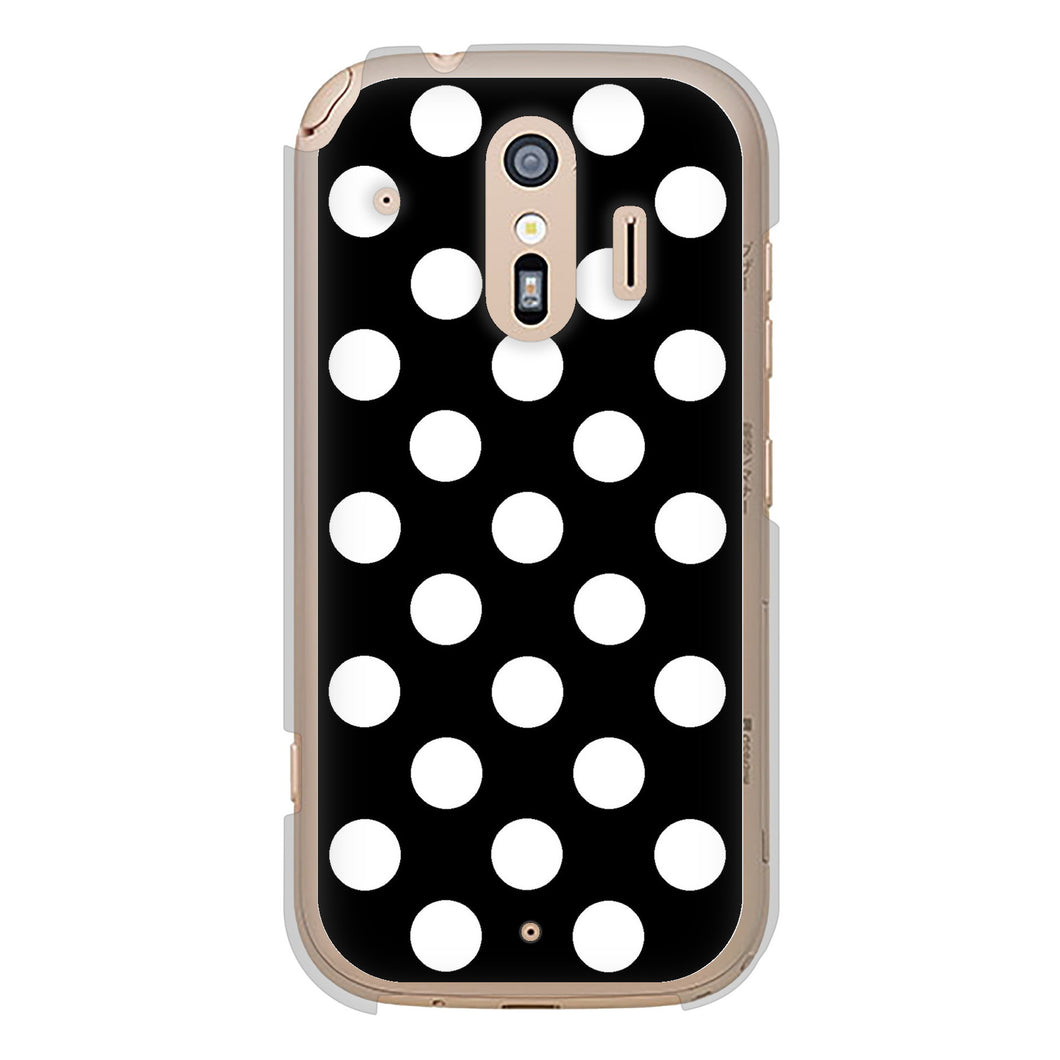 らくらくスマートフォン F-42A docomo 高画質仕上げ 背面印刷 ハードケース シンプル柄(水玉)