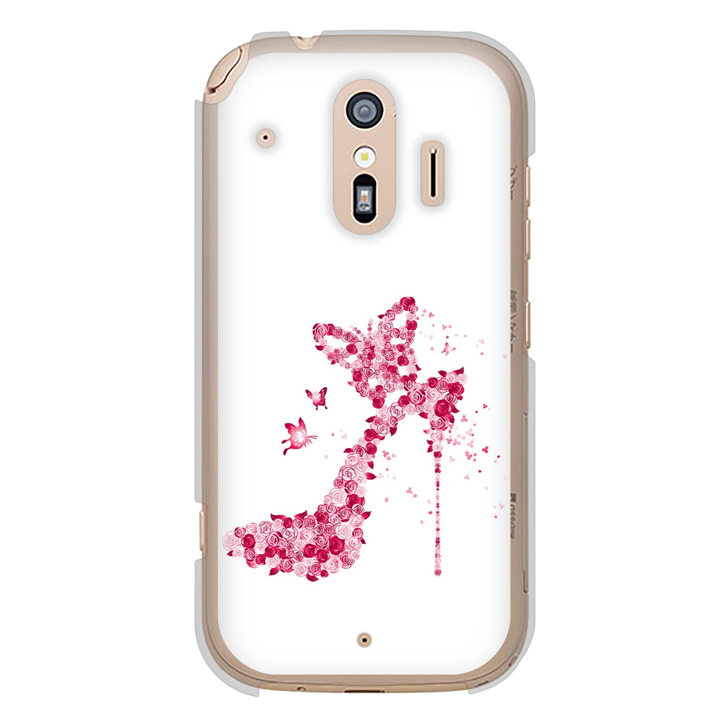 らくらくスマートフォン F-42A docomo 高画質仕上げ 背面印刷 ハードケース 【387 薔薇のハイヒール】