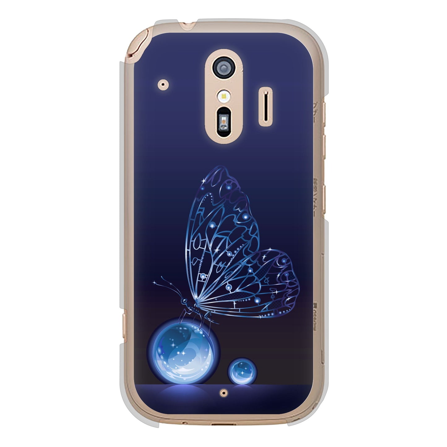 らくらくスマートフォン F-42A docomo 高画質仕上げ 背面印刷 ハードケース バタフライ
