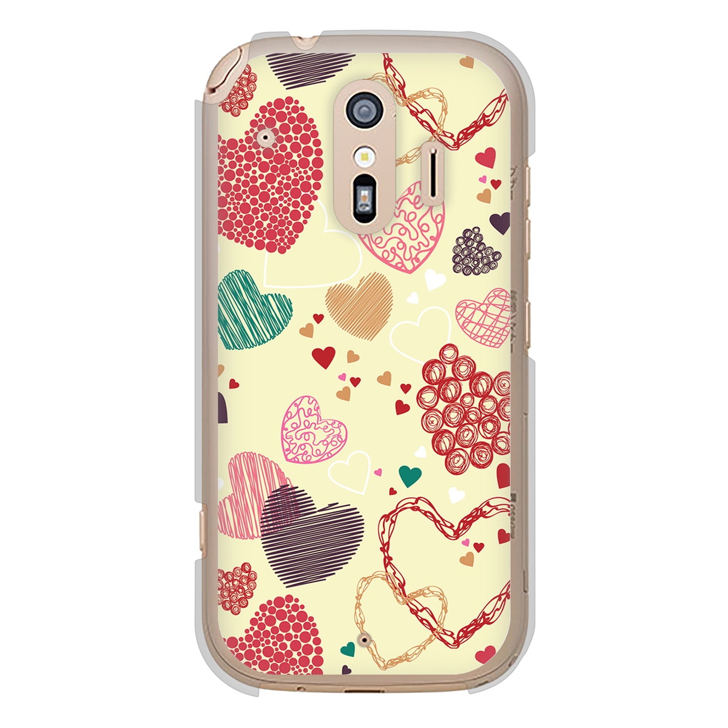 らくらくスマートフォン F-42A docomo 高画質仕上げ 背面印刷 ハードケース 【480 素朴なハート】
