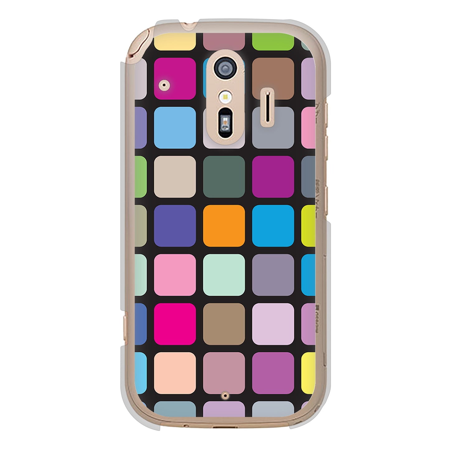 らくらくスマートフォン F-42A docomo 高画質仕上げ 背面印刷 ハードケース 【509 カラースクエア】