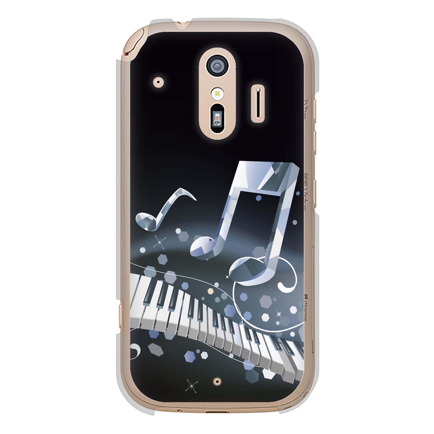 らくらくスマートフォン F-42A docomo 高画質仕上げ 背面印刷 ハードケース 音符