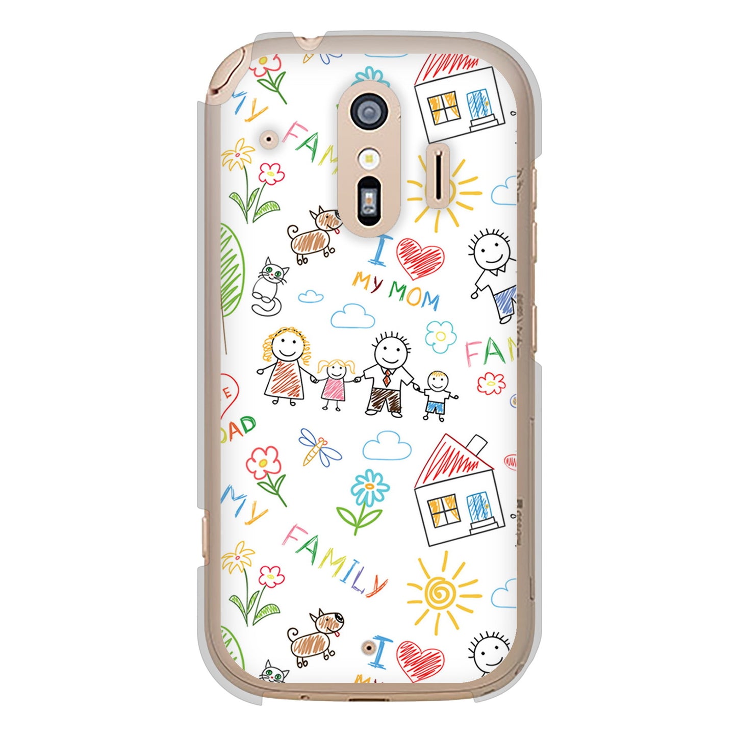 らくらくスマートフォン F-42A docomo 高画質仕上げ 背面印刷 ハードケース カップル&ファミリー