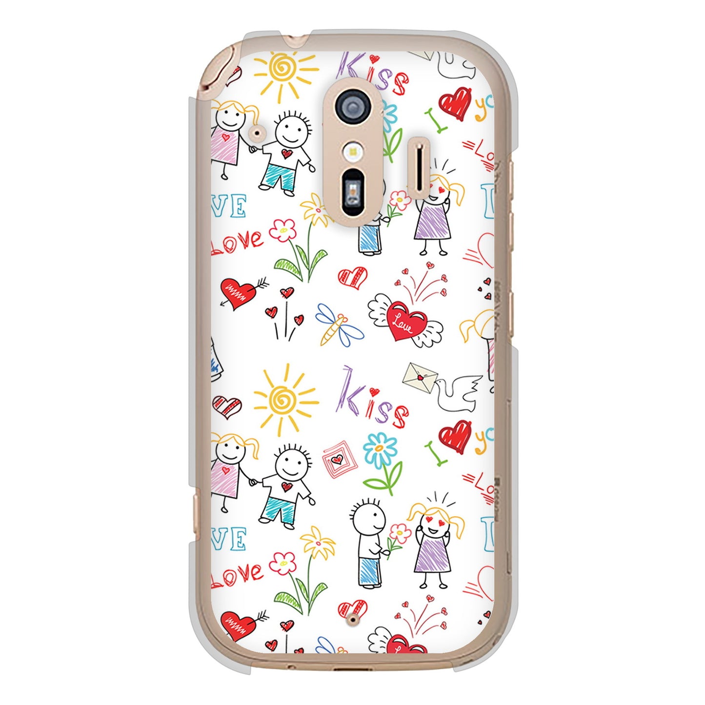 らくらくスマートフォン F-42A docomo 高画質仕上げ 背面印刷 ハードケース カップル&ファミリー