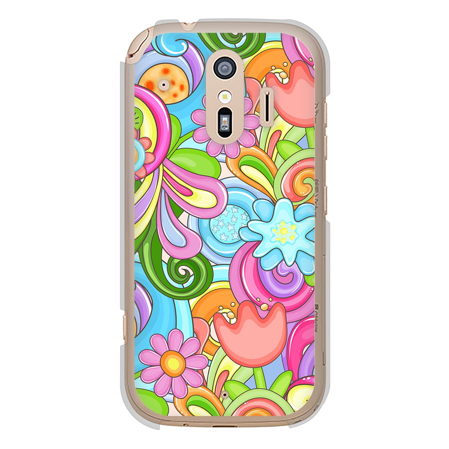 らくらくスマートフォン F-42A docomo 高画質仕上げ 背面印刷 ハードケース 【713 ミラクルフラワー】