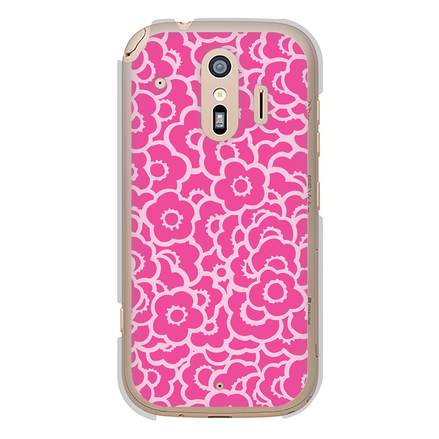 らくらくスマートフォン F-42A docomo 高画質仕上げ 背面印刷 ハードケース 【716 ピンクフラワー】